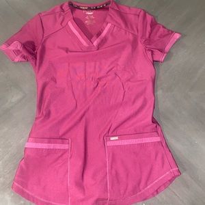 V Neck Cherokee Form Scrub Top in color Wine